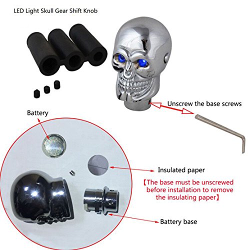 Aby Skull Shape Auto Car Aluminium Alloy Gear Stick Shift Shifter Lever Knob With Red Led Light For Car Manual Transmission And Automatic Transmission Without Lock Button #TOP5