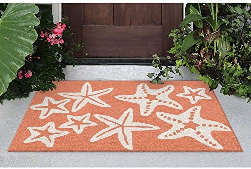 Liora Manne Capri Indoor/Outdoor Handmade Synthetic Blend Durable Area Rug - Contemporary Geometric Casual Animal Colorful (Starfish Coral) (2' x 3')