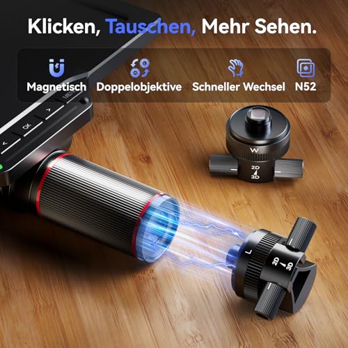 TOMLOV TM3K-3D Max 10,1 IPS Digitales Mikroskop mit Magnetische Doppelobjektive, 3D-Lötmikroskop für Erwachsene, 3K UHD HDMI/USB Münz- & PCB-Lupe mit LED-Beleuchtung, Reparaturmatte, Flex Arm, 64GB