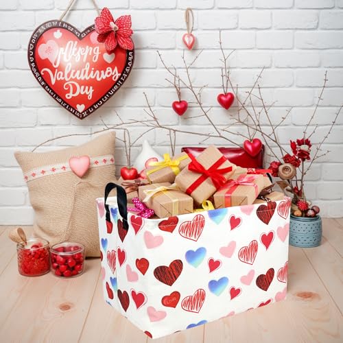 Image of Valentine's Day Basket Gift for Empty Cute Heart Large Storage Bin for Kid and Baby Room Decor (Beauty Love)