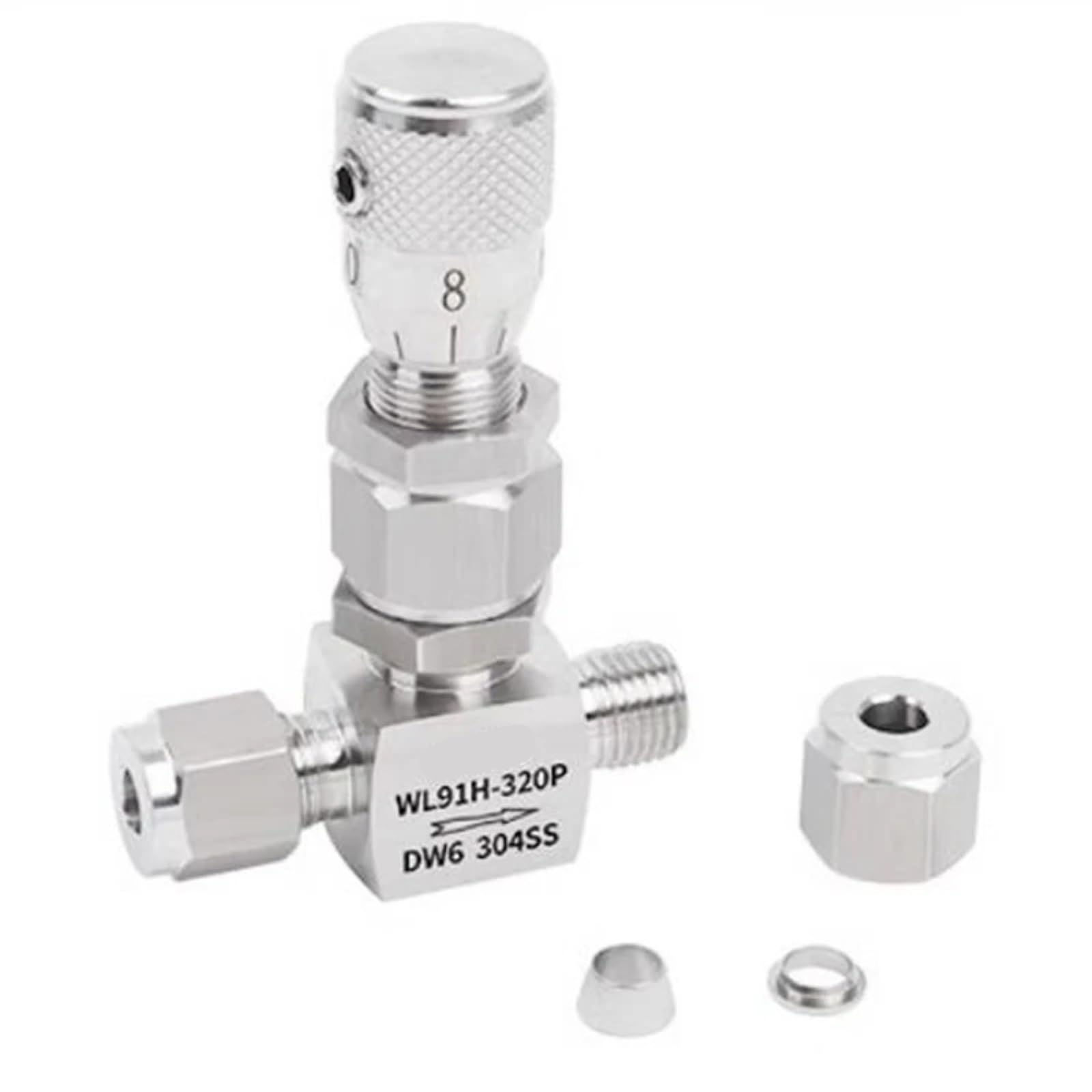 Zawór, 1 szt. 3/4/6/8/12mm 1/16" 1/8" 1/4" 3/8" Zawór iglicowy ze stali nierdzewnej 304 Sterowanie dozowaniem mikroprzepływu(3/8",Elbow 90 Degree)