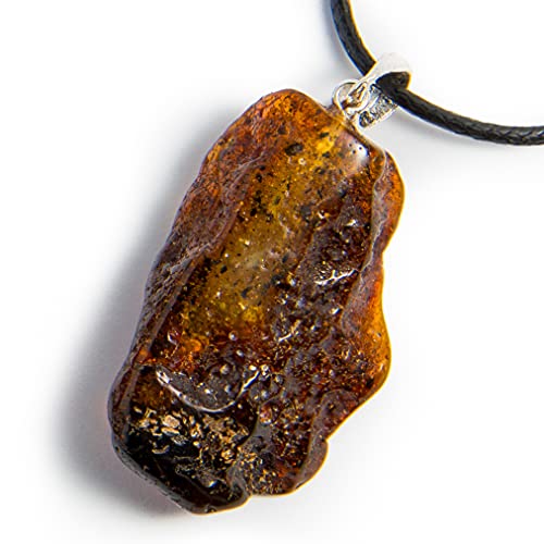 Pendentif ambre véritable collier cordon robuste fermoir sécurisé