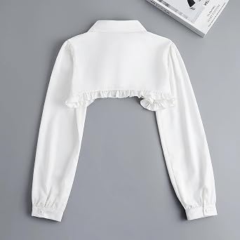 Long Sleeve Crop Top Detachable Collar Half Shirt Blouse Fake Collar for Women Girl
