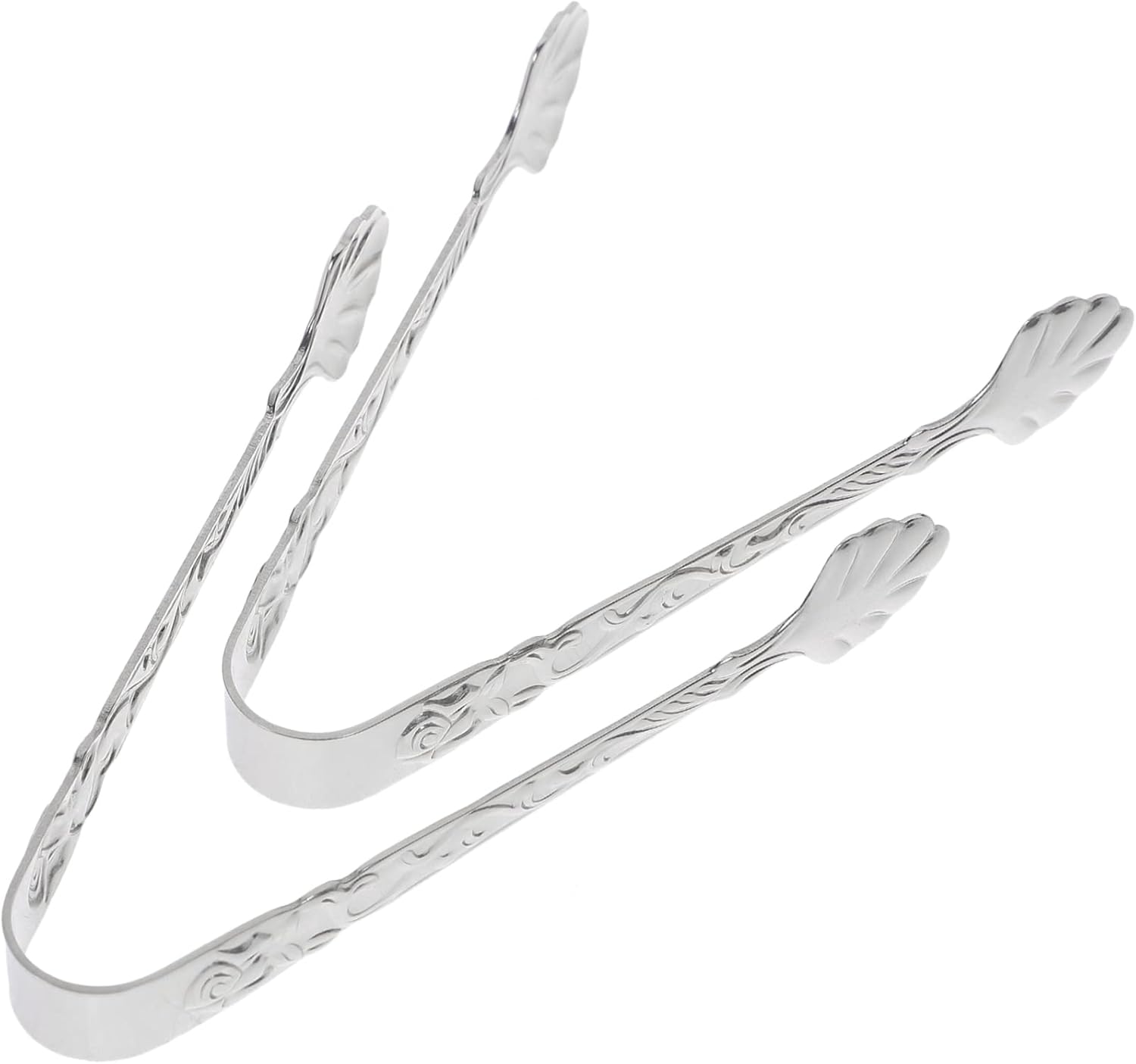 Amosfun 2Pcs Stainless Steel Ice Cube Tongs Food Serving Clips Ergonomic Handle for Parties and Events Sturdy Kitchen Utensils for Serving Ice Cubes and Appetizers