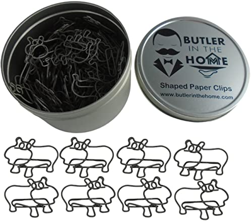 Trombones hippopotame gris Butler in the Home lot de 100 pour tri de papier
