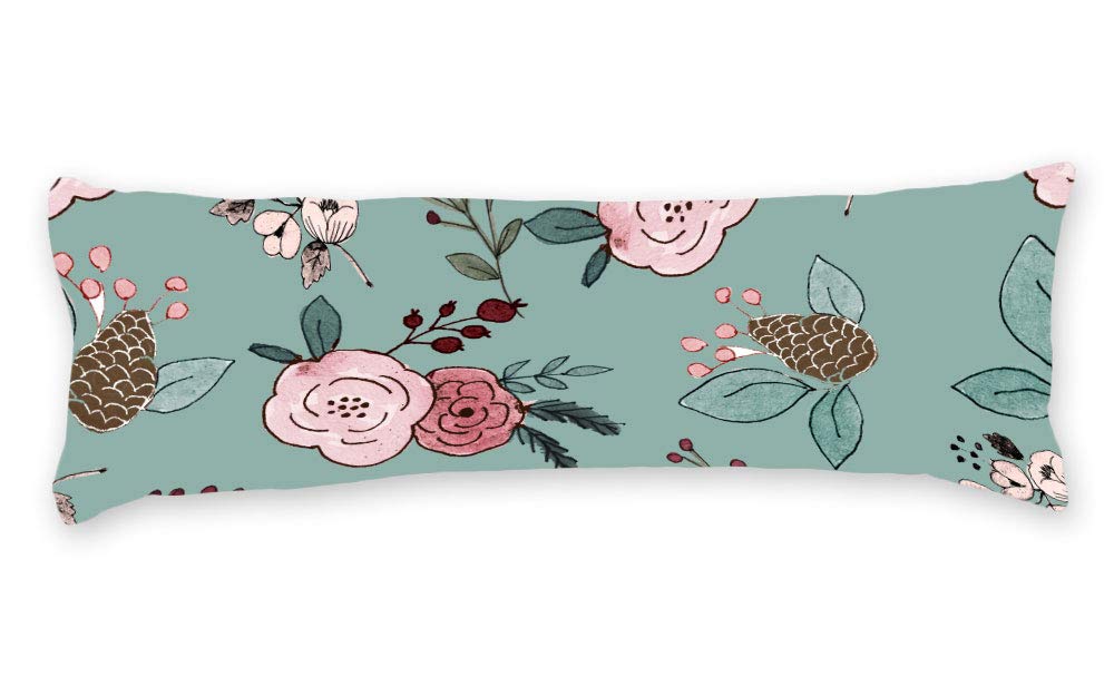 DKISEE Decorative Floral Patterns23 Body Pillow Case Cover Washable Pillowcase with Double Sided Print, 20" x 54"