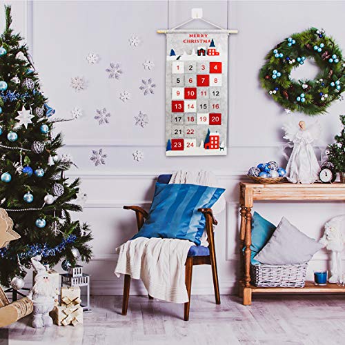 Calendrier de l'Avent de Noël à Suspendre, Calendrier de Lavent Tissu, Calendrier de l'Avent à Remplir Soi Meme 24 Petites Pochettes, Réutilisables, Calendrier en Feutre pour la Décoration de Noël – vue 5