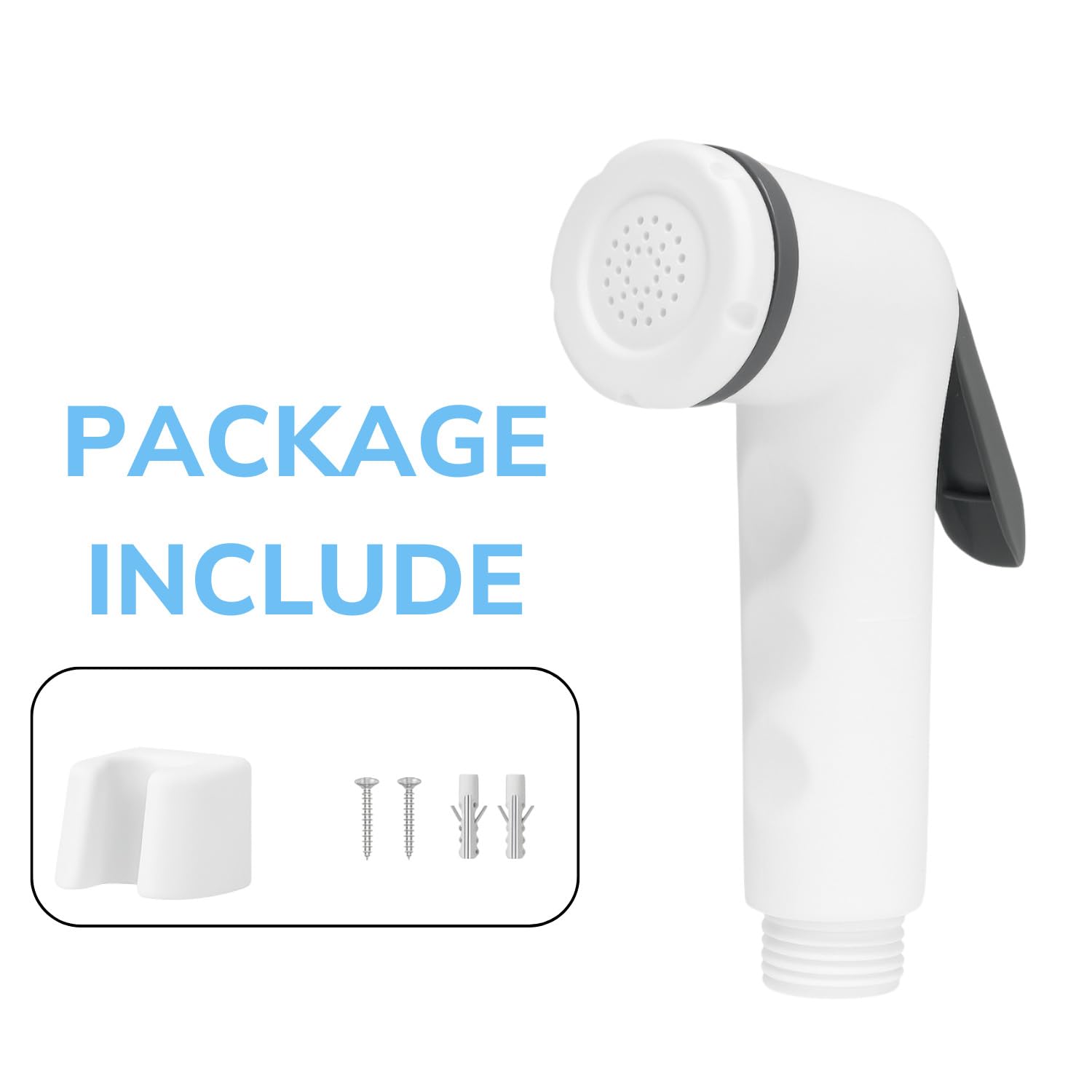 HOMEMATES White ABS Handheld Bidet Spray for Toilet, High-Pressure Jet with Leakproof Nozzle, Wall Hook & Screws for Bathroom Hygiene and Cleaning 3