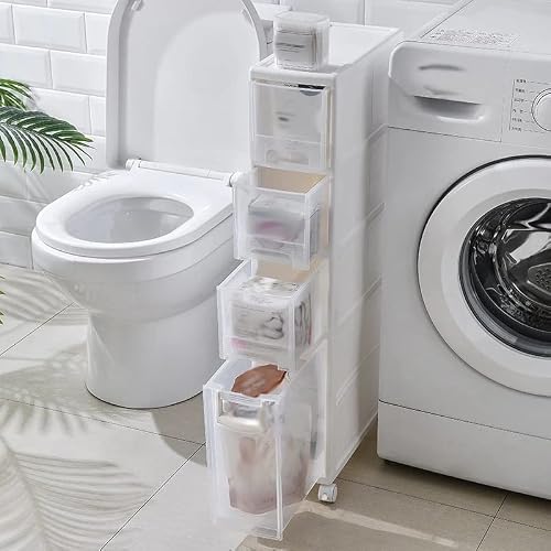 Wdbby Storage Cabinet Slotted Shelf Kitchen Toilet Plastic Drawers Finishing Crack Closet Drawer Divider Household Box Organizer (Color : A, Size : 36X16X66.5Cm) #TOP5
