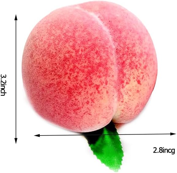 Aliotech 4Pcs Large Artificial Peaches Fake Fruit Simulation Pink Lifelik Fake Peach Model Home House Kitchen Party Decoration Desk Ornament Photography Prop