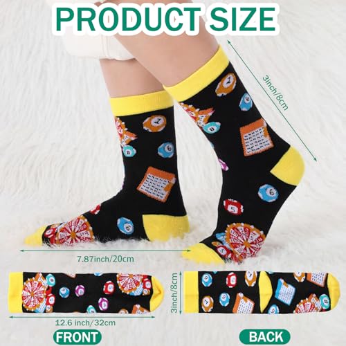 Glitopper 8 Pairs Bingo Socks for Women Men Funny Bingo Gift for Game Lover Crew Cotton Socks for Friend Family Coworker(Classic)