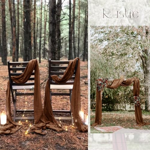 10 Pack Brown Table Runner 10Ft Cheesecloth Table Runner Boho Gauze Cheese Cloth Table Runners Romantic Long Sheer Fabric Table Runners for Wedding Party Bridal Shower by ABKLESACH - Image 6