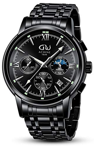 Men's Watches Waterproof Modern Fashion Minimalist Casual Stainless Steel Watches for Men 41mm Quartz Analog Sport Chronograph Watch with Auto Date