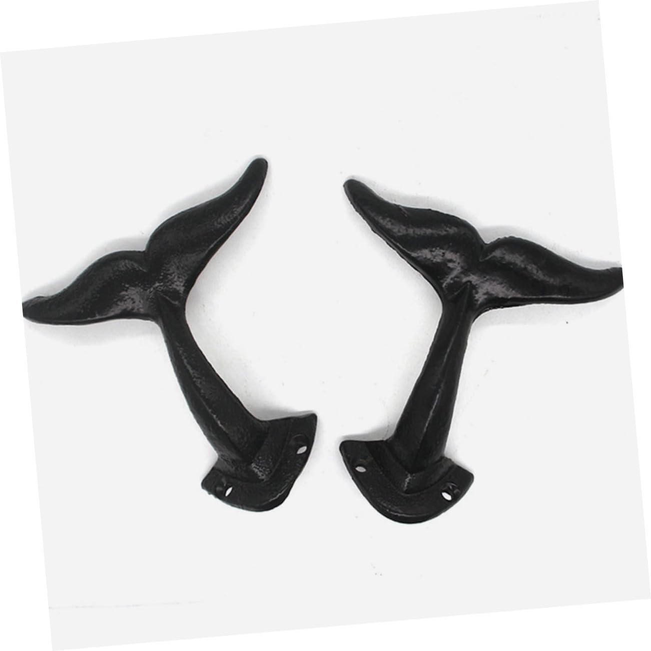 Toyvian Ganci da Muro Gancio Spesso a Forma di Coda di Balena in Ghisa 2 Pezzi Appendini Vintage Neri per Cucine e Hotel