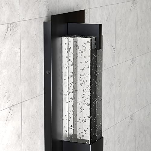 Woshitu Black Wall Sconce Light - Dimmable Led Sconce Wall Lighting W/Bubble Crystal,19'' Modern Indoor Wall Lights For Living Room Bedroom Hallway Bathroom,3000K,Etl Listed #TOP4