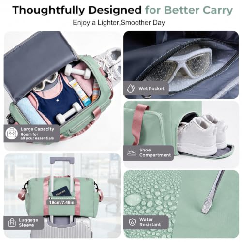 Image of FIORETTO Women's Gym Duffle Bag with Shoes Compartment, 30L Capacity, Ideal for Travel, Gym, Sports, Duffel, Weekender