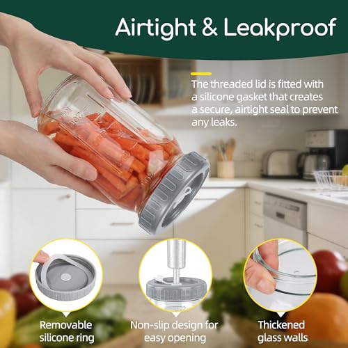 ROTESONNE 32oz Fermentation Jar Kit with Fermenting Weights and Airlock Lids, Wide Mouth Glass Jars with Scale Mark for Making and Storing Sauerkraut, Pickles (Pack of 4) by ROTESONNE - Image 7