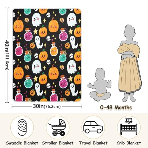 Burbuja Halloween Pumpkin Witch Bottle Baby Blanket for Boys Girls, Nursery Soft Warm Swaddling Receiving Baby Blankets, 30x40 in Toddler Blanket3