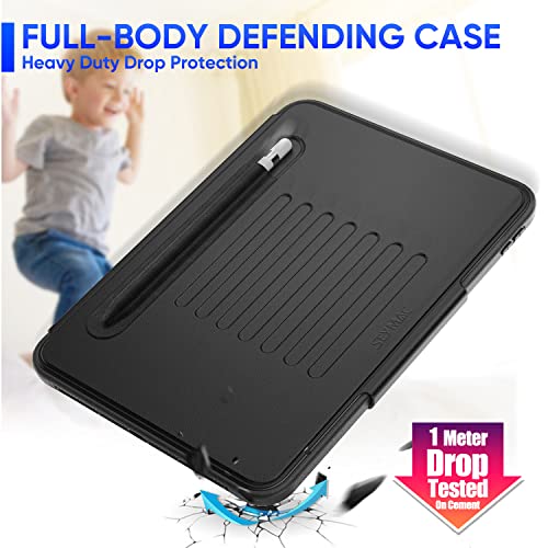 SEYMAC stock Case for iPad (A16) 11th/10th Generation 11/10.9'', Full-Body Drop Protection,[Stitched Slim Pencil Sleeve],Strong Magnetic Auto Sleep Case, Absorbing Multi-Angles Stand, Card Slot- Black by SEYMAC stock - Image 5