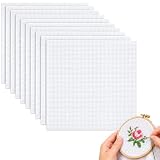 YTAXYZWR Tessuto da Ricamo Aida 11CT Bianco 10 Pezzi 20x20 cm con Filo da Ricamo Incluso p...