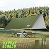 Bâche Anti-Pluie 3 x 3.2 m PU 3000mm, Camping Bâche de Tente Imperméable Tissu d’Oxford 210D, Abri de Randonnée Anti Soleil et Anti UV Contre la Pluie, avec 8 Oeillets + 6 Piquets en alu + 6 Cordes