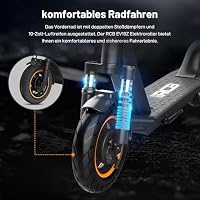RCB EV10Z Elektroroller,E-Scooter mit Straßenzulassung (ABE),Max.20km/h, Komfortable Stoßdämpfung,APP-Verbindung,Faltbar,Sicheres Bremsensystem,LED-Display,Geschenk für Erwachsene und Jugendliche – Ansicht 5