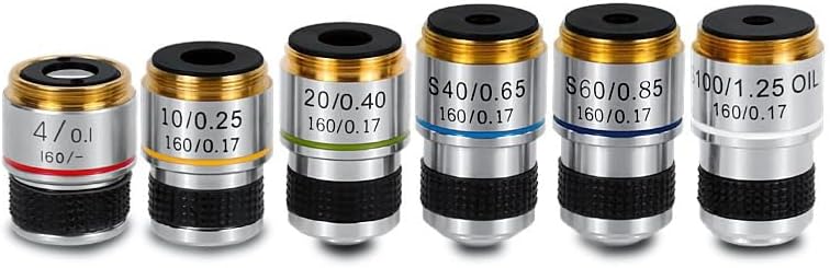 顕微鏡キット 1 個 4X 10X 20X 40X 60X 100X 185 アクロマート生物顕微鏡レンズ 顕微鏡レンズアダプター(