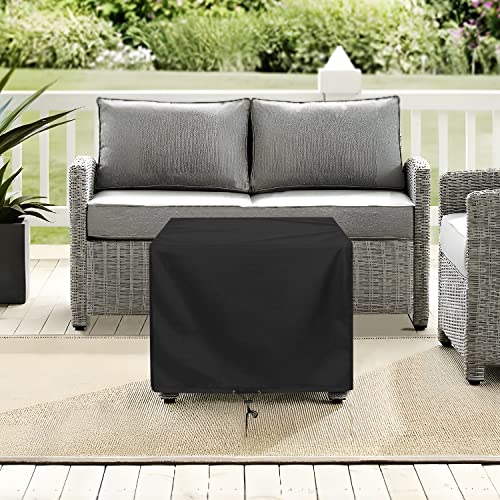 Sunpatio Outdoor Ottoman Cover, Waterproof Square Coffee Table Cover, Patio Furniture Covers Side Table Cover, All Weather Protection, 22W X 22D X 18H, Black #TOP7