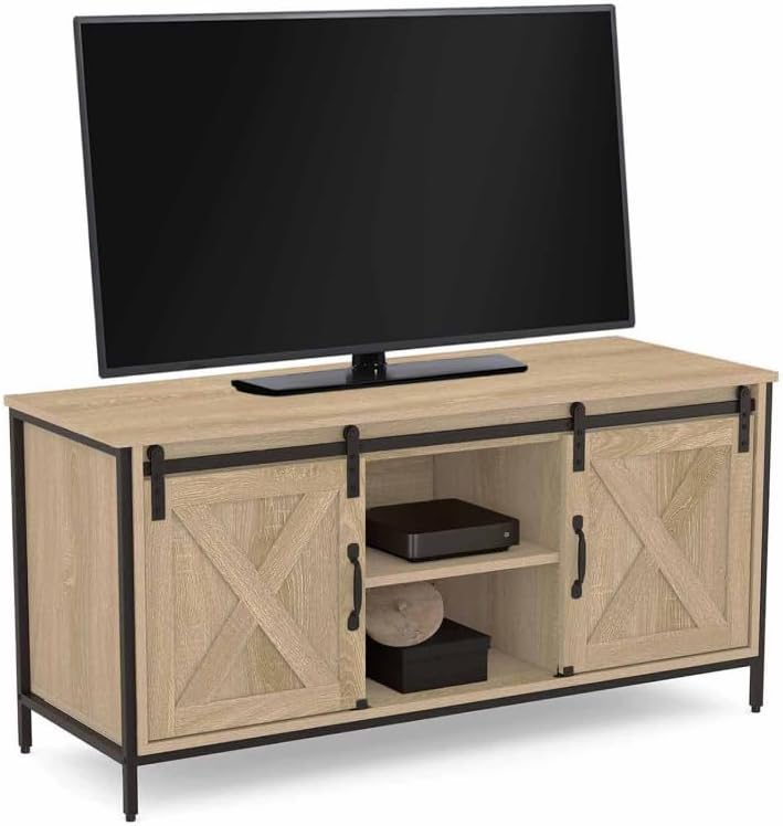 Meuble TV / Hi-Fi vintage noir à roulettes - Porte vitrée - Ameublement