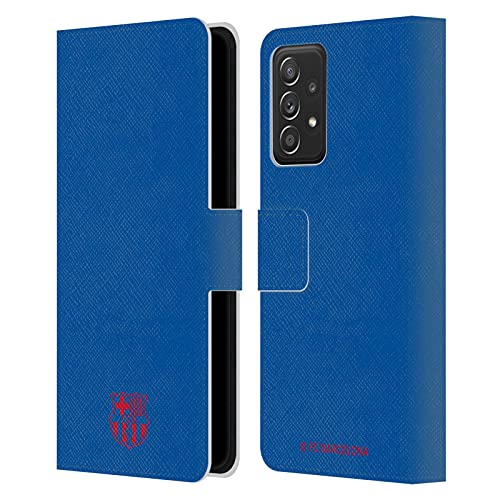 Funda de cuero tipo libro FC Barcelona azul con acabados premium para Samsung Galaxy A53 5G
