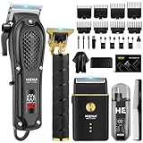 HIENA PRO Hair Clippers for Men Professional, Cordless Barber Clipper & T-Blade Beard/Hair Trimmer Set, Electric Razor Foil Shaver Nose Trimmer Barber Kit, Men's Hair Cutting Kit with 8 Guide Combs