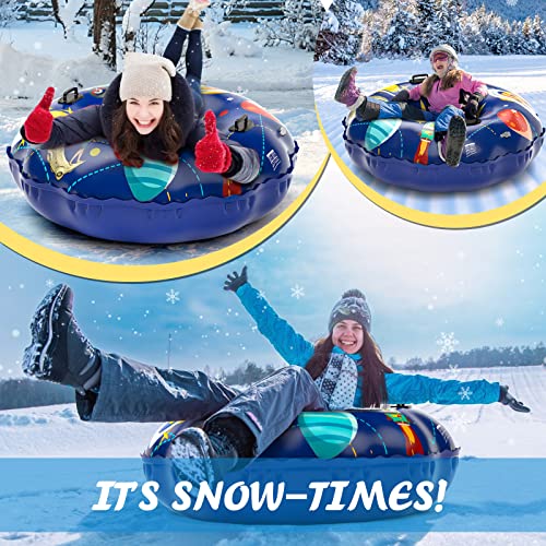 Snow Tube, Hyperzoo 55\" Extra Large Inflatable Snow Tube Sled for Kids and Adults, Snow Tube for Sledding Heavy Duty Thickened Cold-Resistant PVC with Sturdy Handles for Skiing Fun - Thumbnail 7