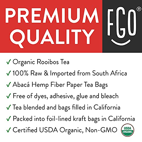 Organic Rooibos Tea Bags | 100 Tea Bags | Eco-Conscious Tea Bags In Kraft Bag | Raw From South Africa | By Fgo #TOP2