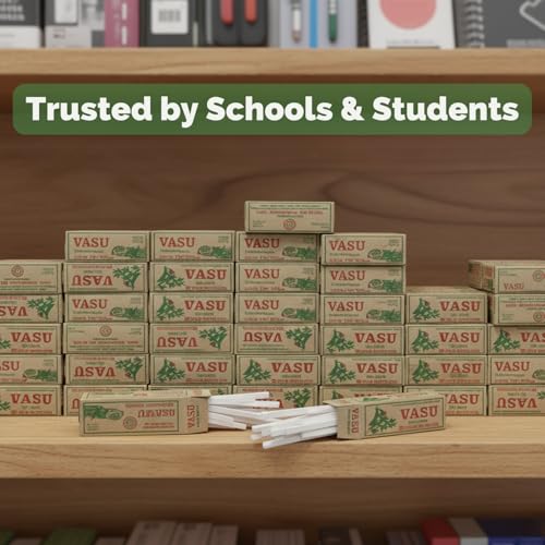 Image of Brighty 7 Box Vasu Thin Slate Pencil | 100 Sticks Natural Earthy Chalk | Soft White Slate Stone for Writing, Drawing, Craft & Marking | Eco Friendly & Non Toxic Slate Pencil Set