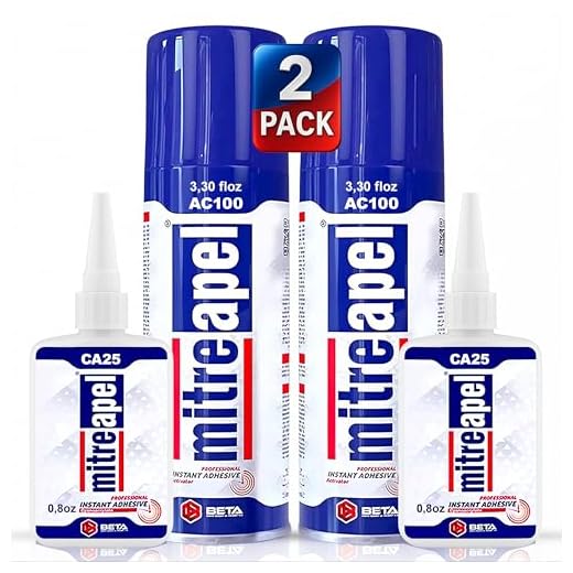 MITREAPEL CA Glue with Activator (2 x 0.80 oz - 2 x 3.30 fl oz.) - CA Glue for Woodworking - Cyanoacrylate Glue and Activator Spray - Crazy Glue, Super Glue for Crafts and DIY Projects - (2 Pk)