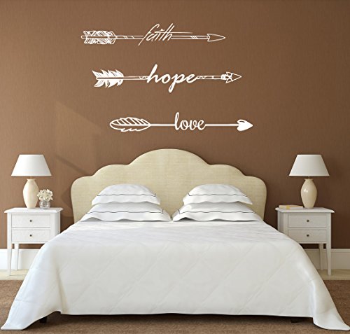 Arrows Wall Decal Quote Faith Hope Love Vinyl Sticker Decals Quotes Feather Arrows Wall Decal Nursery Wall Decor Boho Bohemian Bedroom x55