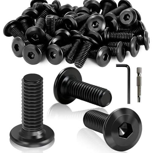 Lot de 40 vis à tête plate M6 x 16 mm, vis à tête bombée M6, vis à tête plate avec six pans creux, vis avec clé à six pans creux et embout de tournevis (M6 x 16)