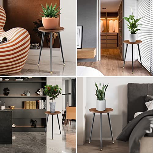 Kinnary Tall Plant Stand Indoor, Mid Century Wood Plant Stand Plant Table For Flower Pots, Heavy Duty Metal Plant Holder, Modern Home Decor Small Round Side End Table (11.8"X20") #TOP4