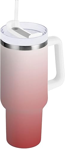 Miniatura 30 de Vaso de acero inoxidable con aislamiento al vacío de 40 onzas con tapa y popote para agua, té, café, degradado de oliva Gradiente Oliva