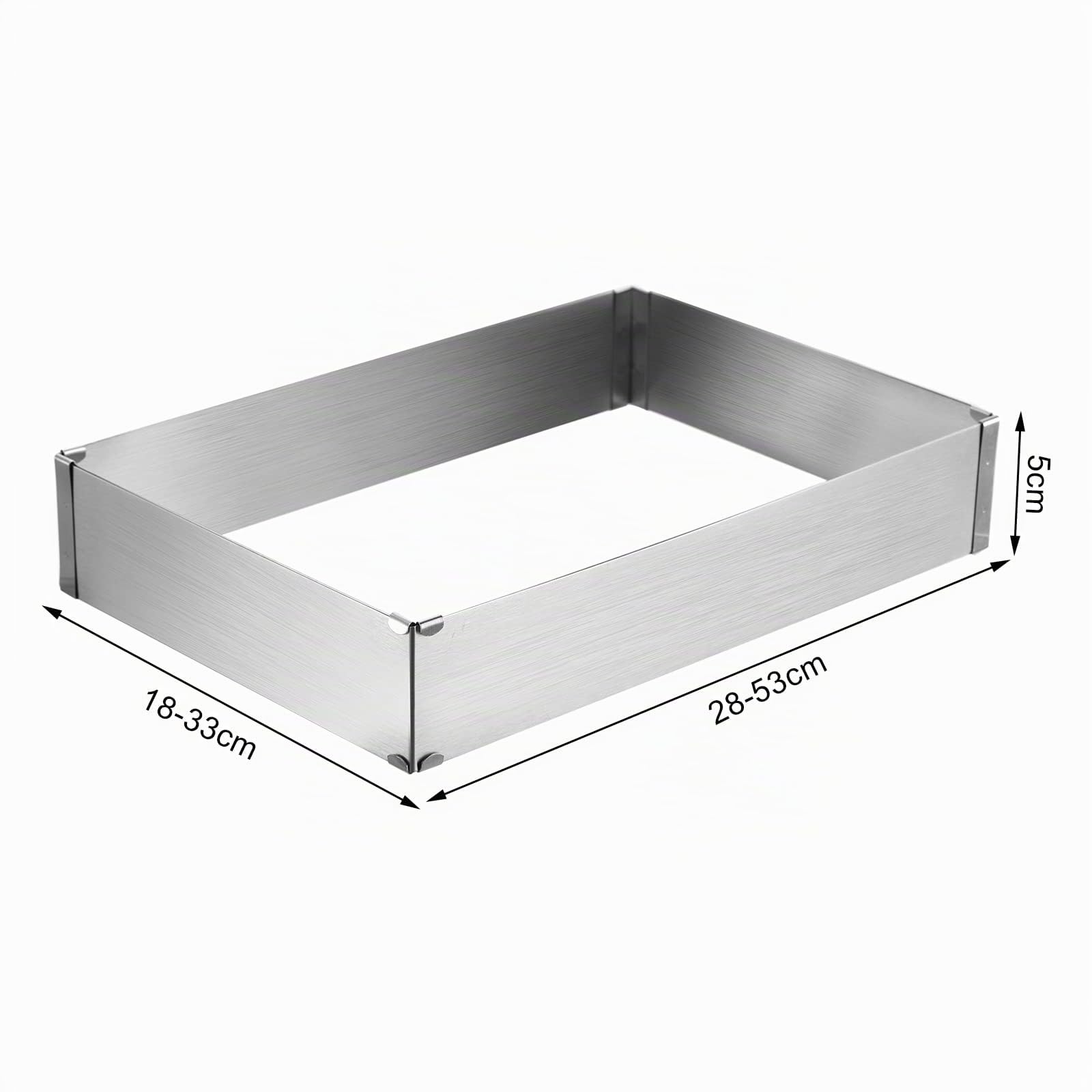 Tebery Juego de 2 Molde Rectangular para Tartas Ajustable, Molde Mousse de Acero Inoxidable, Molde para Pasteles Rectangular Extensible con Divisores para pastelería Hornear Tartas Tiramisu