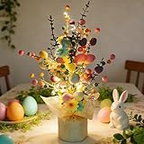 YOUYIKE 40cm Albero Uova di Pasqua 2026 Idee Regalo Addobbi Pasquali Albero di Pasqua da Terra con Luci LED Uova Fiori per La Casa Centrotavola Interno