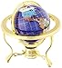 Unique Art 10-Inch Tall Table Top Blue Crystallite Ocean Gemstone World Globe with Gold Tripod Stand