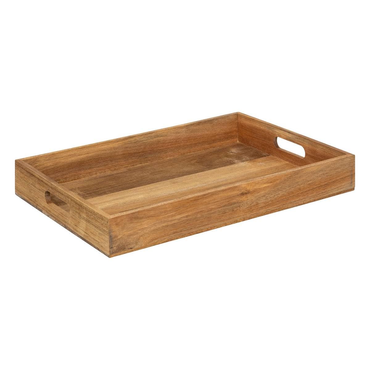 Plateau de service bois acacia Secret de Gourmet pour éviter les chutes de vaisselle repas