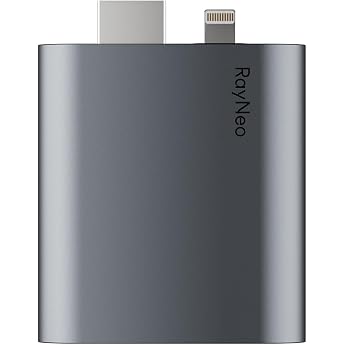 RayNeo HDMI 2.0 Adapter (HDR10) for Air 4 Pro AR Glasses | For iPhone 14 &amp; older with Lightning/HDMI, battery and charging du