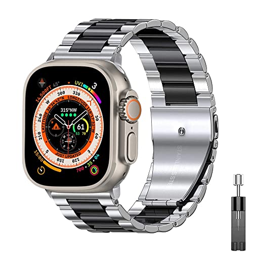 Bracelet Apple Watch Ultra Acier Inoxydable Idéal pour Réunions d'Affaires et Bureau 45mm