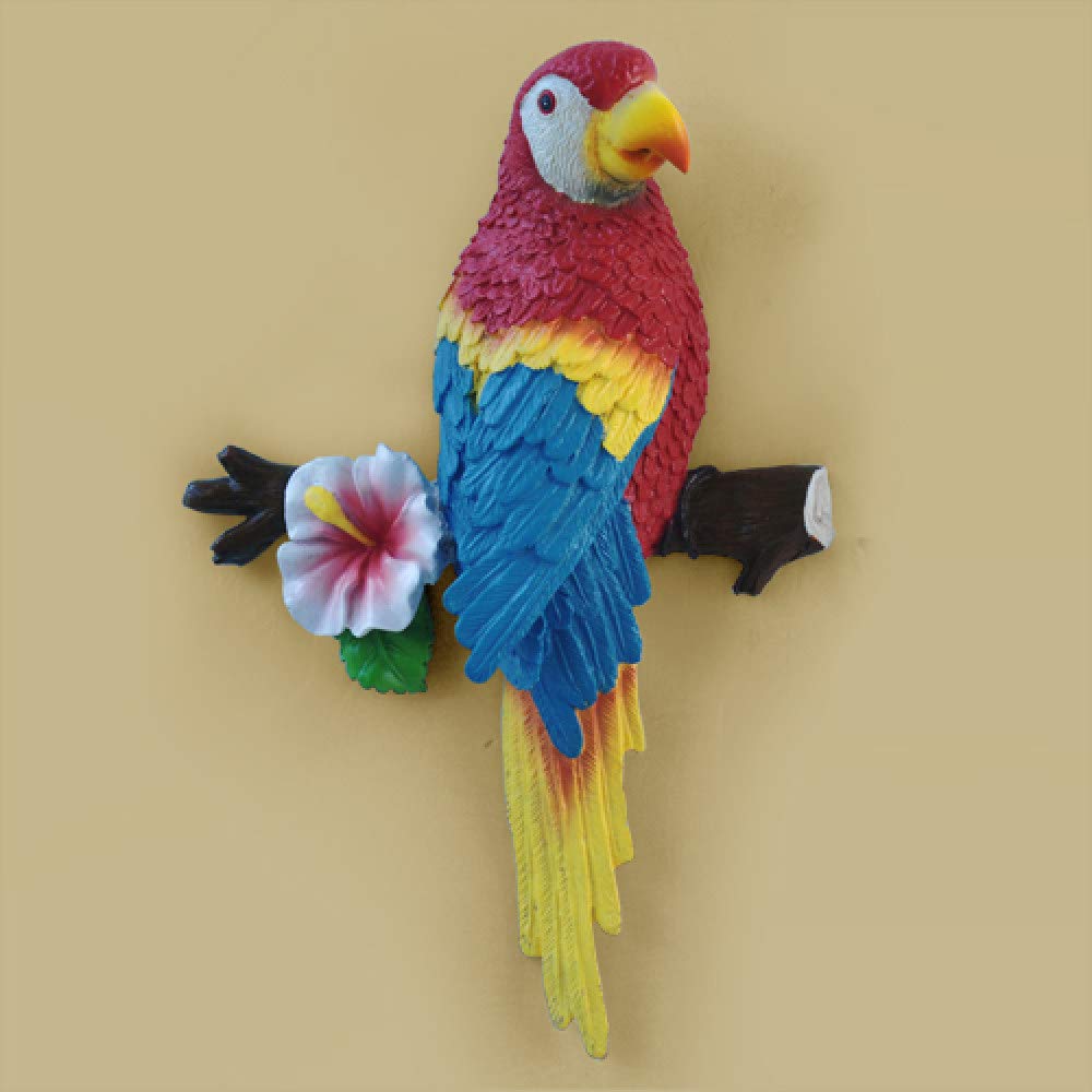 Figurine perroquet en résine rouge pour décoration murale de maison et jardin