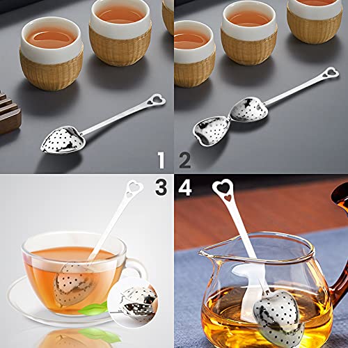 Veiren 10 Pack Stainless Steel Tea Filters Loose Leaf Tea Infuser Strainers Reusable Interval Diffuser Heart-Shaped Tea Partition Spoon #TOP6