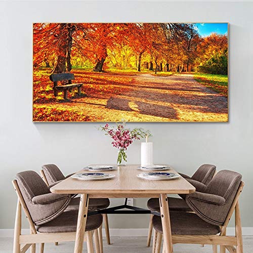 Diamant Peinture Forêt Jaune pour Décoration Murale de Salon Salon 80x180cm DIY