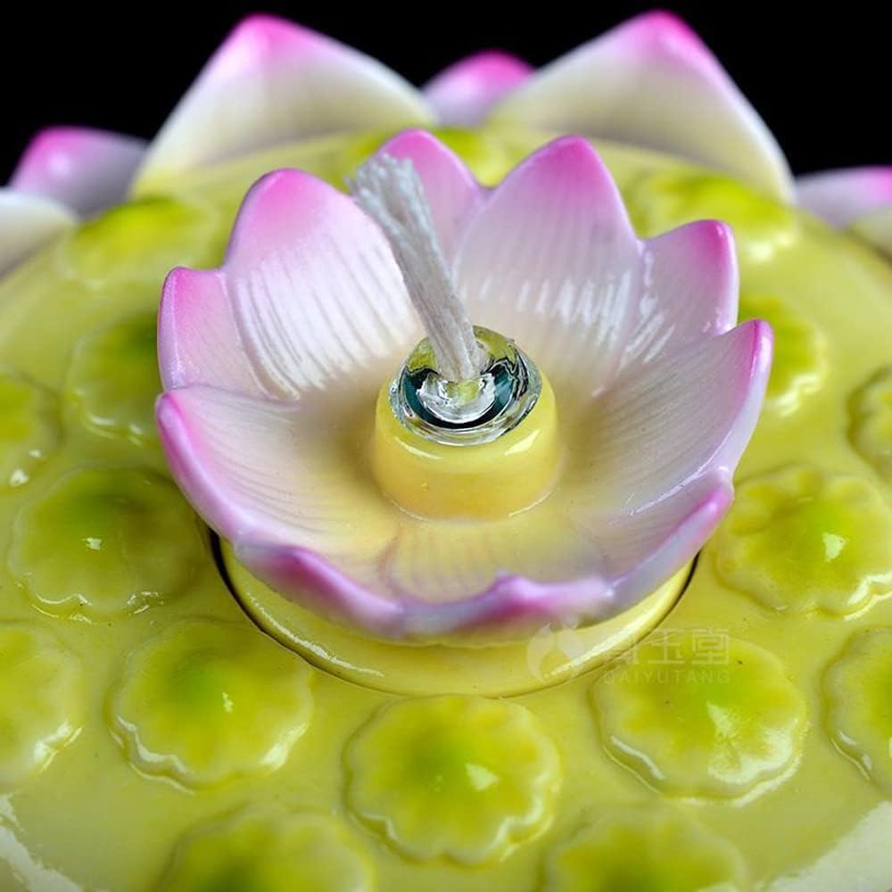 仏教用品、11cm 蓮油ランプ ブッダセラミックバターランプ 家庭用仏教用品 ホームデコレーション