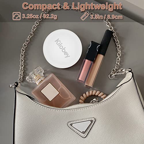 Kilobey Compact Mirror With Light, Led Lighted Travel Makeup Mirror 1X/10X Magnifying Mirror Rechargeable Portable Pocket Mirror 3.5In Double Sided Folding Round Mirror For Handbag, Purse #TOP5